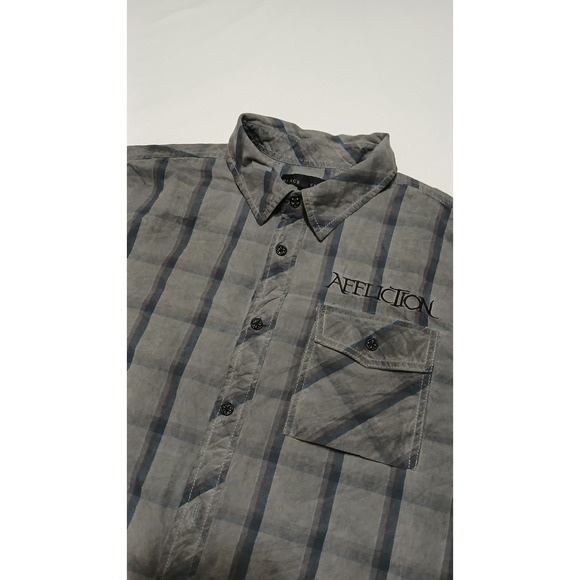 Affliction Other - Affliction Black Premium Mens Short Sleeve Button Shirt Embroidered Cross Medium